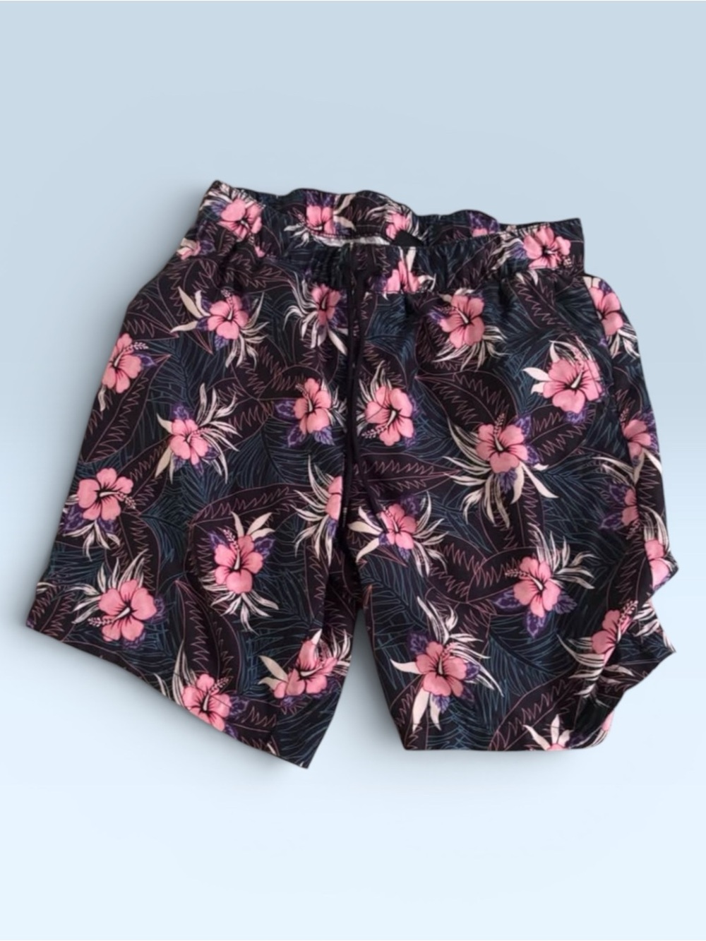 Empyre Black Swim Trunks with Pink Floral Print